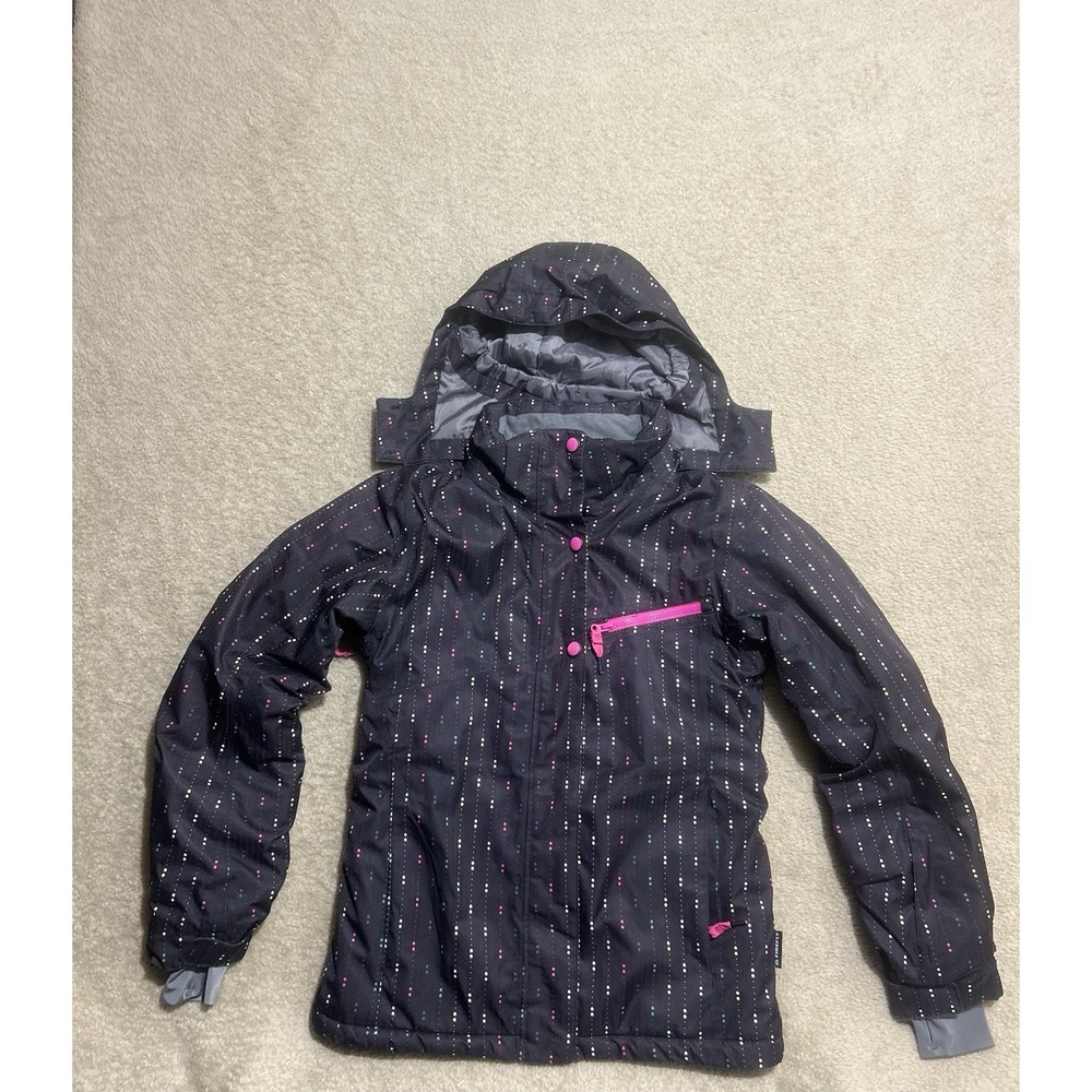 Firefly Fairy Insulated Snowboard Ski Jacket Girls Large Polka Dot Hooded Pocket